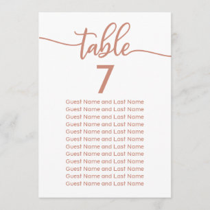 Invitation Plan de table de mariage calligraphie rose gold