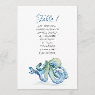 Invitation Plan de table de Mariage de pieuvre d'aquarelle