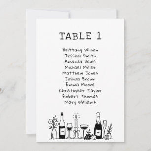Invitation Plan de table de mariage dessiné à la main de faço