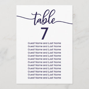 Invitation Plan de table de mariage élégant chic bleu marine