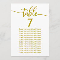 Plan de table de mariage élégante calligraphie dor
