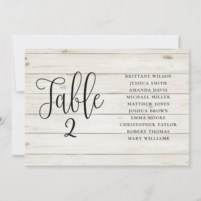 Invitation Plan de table de mariage rustique. Grange en bois  (Devant)