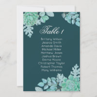 Plan de table de mariage succulent. Cactus menthe