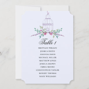 Invitation Plan de table floral à cage d'oiseau. Fleur de mar