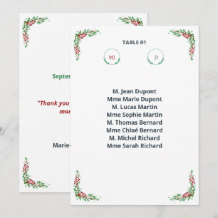 Invitation Plan de table individuel Chic