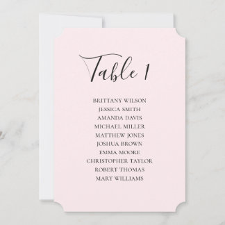 Invitation Plan de table minimaliste de mariage rose pâle