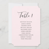 Plan de table minimaliste pour mariage rose pâle b