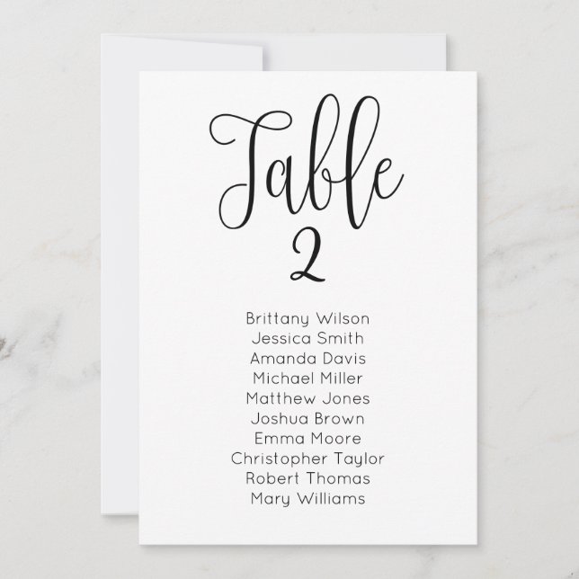Invitation Plan de table moderne pour mariage. Plan de table  (Devant)
