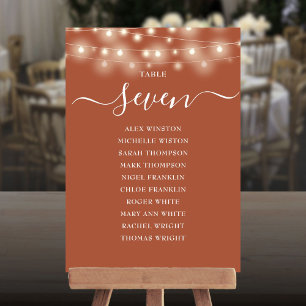 Invitation Plan de table numéroté avec lumières en terre cuit