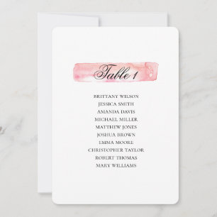 Invitation Plan de table rose. Plan de mariage à l'aquarelle
