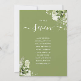 Invitation Plan Floral Moss Green Numéro du tableau
