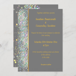 INVITATION PLANCHER HOLOGRAPHIQUE SPOT GRAY OR MARIAGE