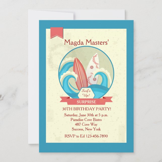 Invitation Planches de surf dans l'invitation de vagues (Devant)