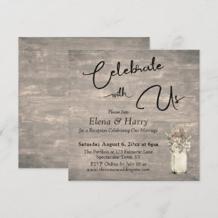 Invitation Planches Patinées Fleurs Sauvages Célébrez avec No