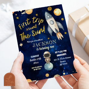 Invitation Planet Boy Espace 1er Voyage Autour Du Soleil Anni