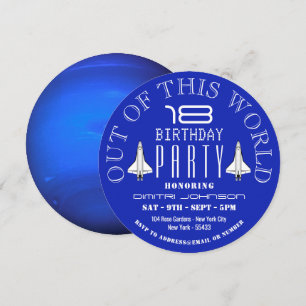 Invitation Planet Neptune, navette spatiale fête d'anniversai