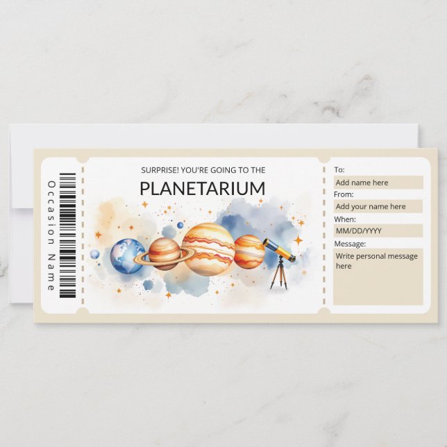 Invitation Planetarium Gift Certificate Template (Devant)