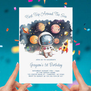 Invitation Planètes de l'espace Astronaute Premier Anniversai