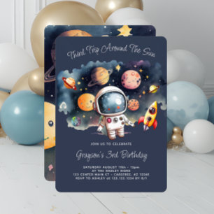 Invitation Planètes de l'espace extérieur Bleu 3e anniversair