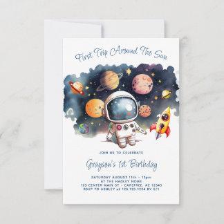 Invitation Planètes de l'espace extérieur Garçon 1er annivers
