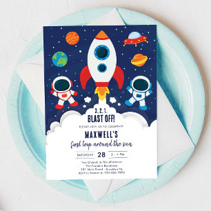 Invitation Planètes de l'espace extérieur Garçon astronaute A