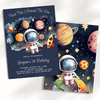 Invitation Planètes de l'espace extra-atmosphérique Bleu 1er