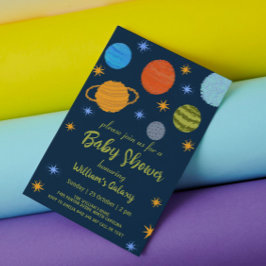 Invitation Planètes spatiales Galaxy Stars Boy Baby shower