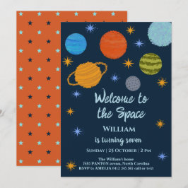 Invitation Planètes spatiales Galaxy Stars Boy Baby shower