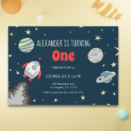 Invitation Planètes spatiales Rocket Premier anniversaire