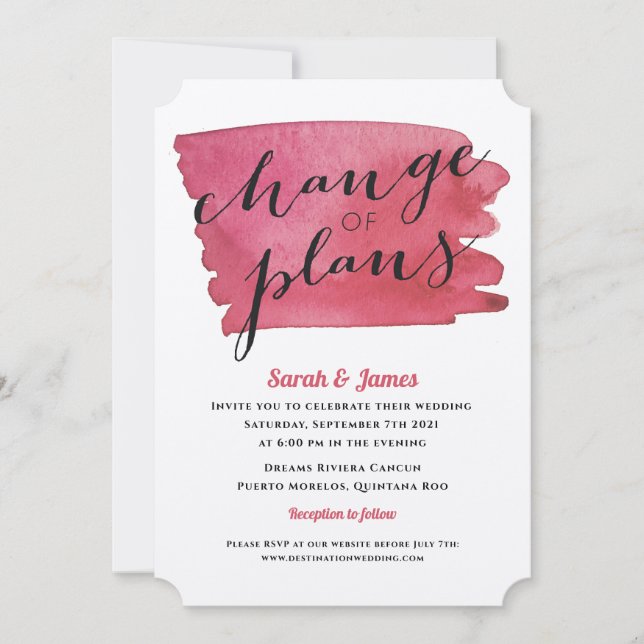 Invitation Plans de modification reportés par le mariage (Devant)