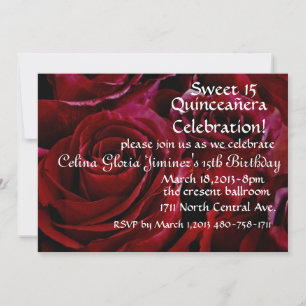 Invitation Plantations de roses rouges de Quinceañera