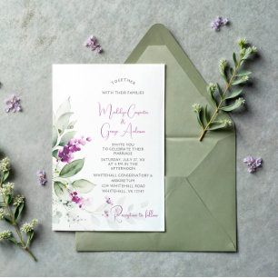 Invitation Plante de lavande pourpre - Mariage Arrière - plan