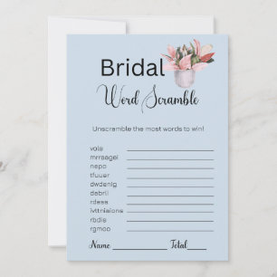 Invitation Plante Postal Bridal Bleu Mot Scramble Jeu