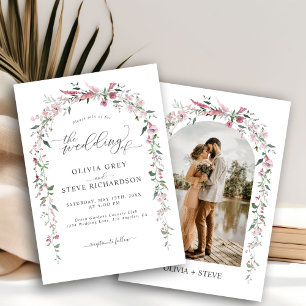 Invitation Plante sauvage Dusty Rose Arc floral Mariage photo