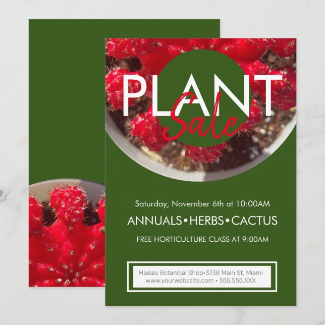 Invitation Plante Vente Cactus promotionnel Circulaire d'évén (Devant / Derrière)