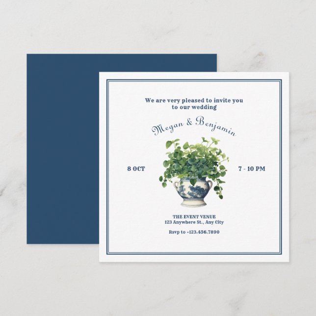 Invitation Plantes avec mariage de vase artistique (Devant / Derrière)