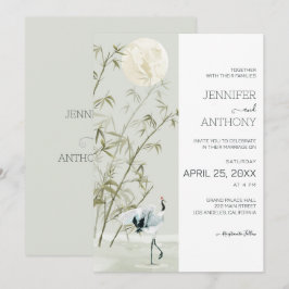 Invitation Plantes en bambou et Mariage de grue