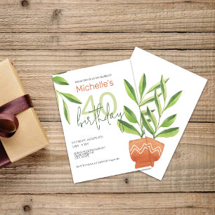 Invitation Plantes frais en pots en céramique Aquarelle Art