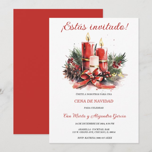 Invitation Plantillas a Fiestas de Navidad Personalizadas (Devant / Derrière)