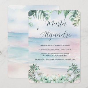 Invitation Plantillas de boda tropicales en acuarela