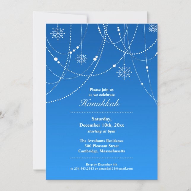 Invitation plate de partie de Hannukah (Devant)