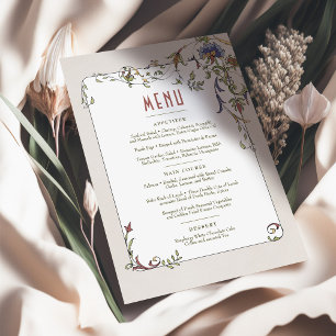 Invitation Plats victoriens Menu Mariage personnalisable