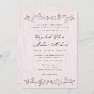 Invitation Plats Vintages rose et gris Mariage