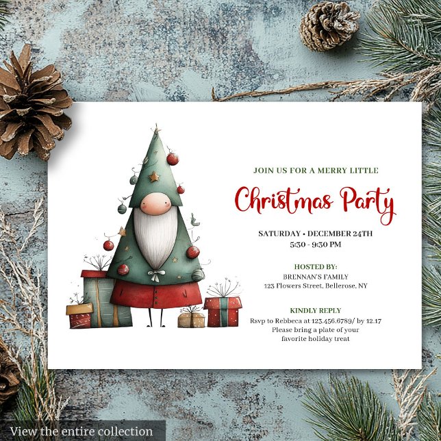 Invitation Playful Funny Santa Watercolor Party Invite (Playful Funny Santa Watercolor Christmas Invitation)