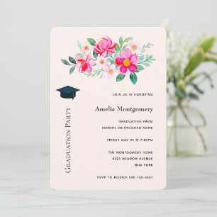 Invitation Playty Pretty Rose Flower Bouquet Graduation