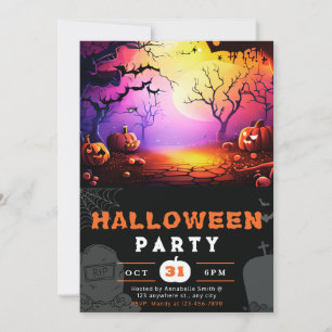 Invitation Pleine lune à lanterne Jack-O' effrayant Halloween