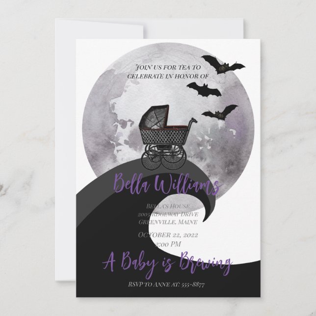 Invitation Pleine lune Bébé Porte Chasse Baby shower de cuisi (Devant)