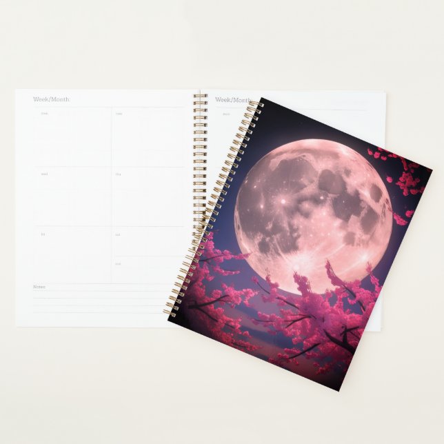 Invitation Pleine lune et fleurs de cerisiers - Él (Devant avec enveloppe)