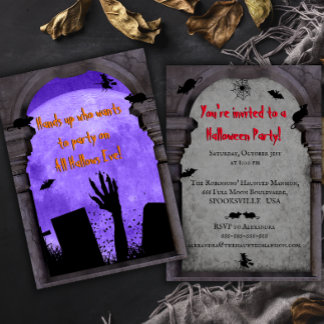 Invitation Pleine lune, Haunted Graveyard Halloween Déplaisan