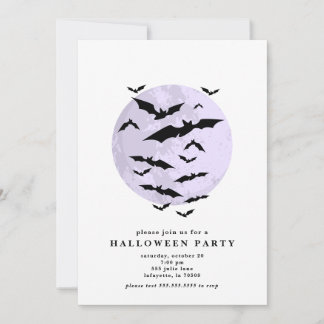 Invitation Pleine lune minimaliste des chauves-souris fête d'